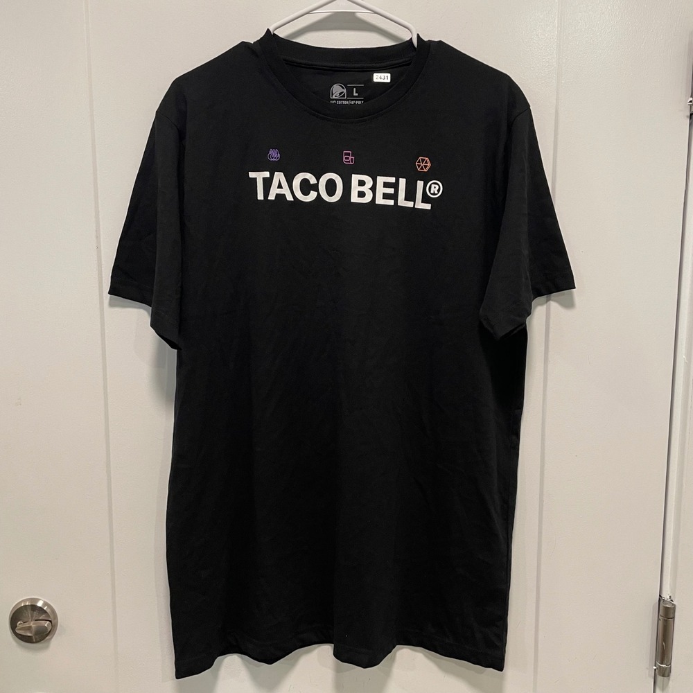 Taco Bell Mens Live Mas Graphic T-Shirt Black Short Sleeve Crewneck Large
